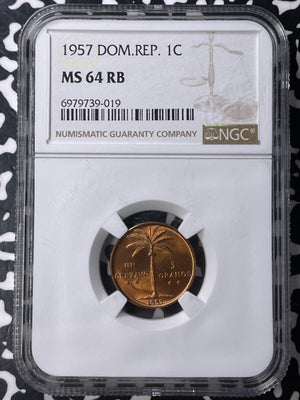 1957 Dominican Republic 1 Centavo NGC MS64RB Lot#G9361 Choice UNC!