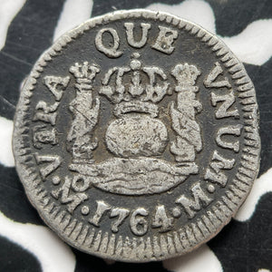 1764-Mo M Mexico 1/2 Real Lot#JM8946 Silver! Nice!