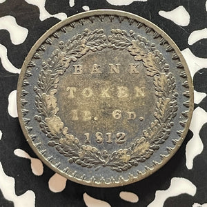 1812 Great Britain 1 Shilling 6 Pence Sixpence Bank Token Lot#T5444 Silver!