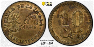 (1936) Spain Puebla de Cazalla 10 Centimos PCGS AU53 Lot#MK120