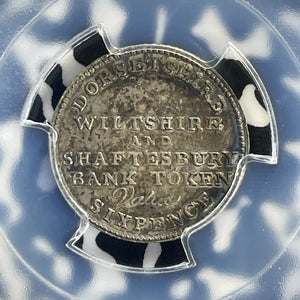 1811 G.B. Dorsetshire Wiltshire 6 Pence Token PCGS MS62 Lot#G767 Silver!