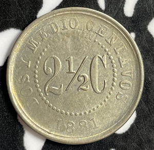 1881 Colombia 2 1/2 Centavos Lot#E1104 High Grade! Beautiful!