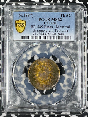 (c.1887) Canada Montreal Gesangverein Teutonia 5 Cents Token PCGS MS62 Lot#G053