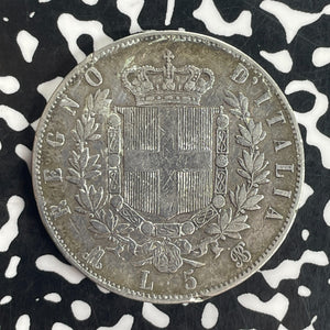 1872-M Italy 5 Lire Lot#T8341 Large Silver Coin!