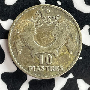 1929 Lebanon 10 Piastres Lot#T7515 Silver!