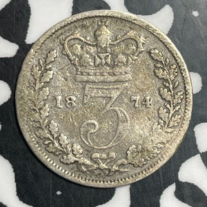 1874 Great Britain 3 Pence Threepence Lot#T2857 Silver!