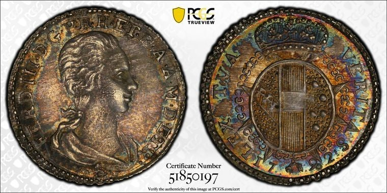 1792 Italy Tuscany 1/2 Paolo PCGS MS63 Lot#G4038 Silver! Choice UNC!