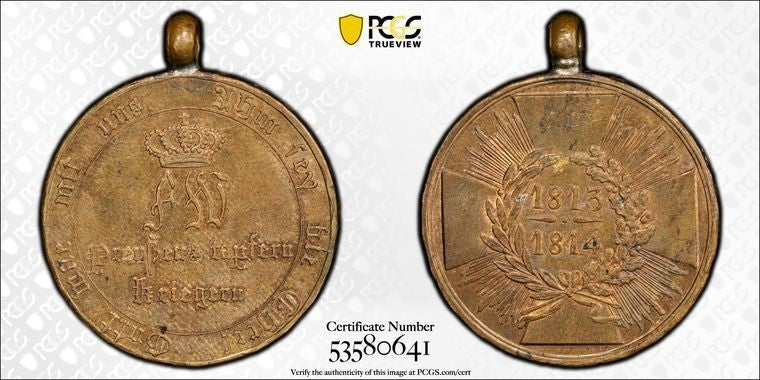 (1813-14) Germany Prussia Napoleonic War Award Medal PCGS UNC Details Lot#GV2277