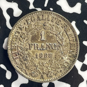 1888-A France 1 Franc Lot#T8654 Silver! Nice!