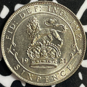 1921 Great Britain 6 Pence Sixpence Lot#D9720 Silver! High Grade! Beautiful!