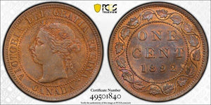 1892 Canada Large Cent PCGS MS63RB Lot#G8024 Choice UNC!