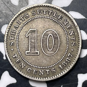 1887 Straits Settlements 10 Cents Lot#MK280 Silver!