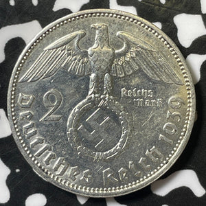 1939-J Germany 2 Mark Lot#E5040 Silver! High Grade! Beautiful!