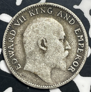 1910 India 1/4 Rupee Lot#T9917 Silver!