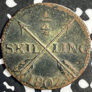 1807 Sweden 1/4 Skilling Lot#D8509 Corrosion