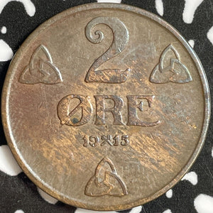 1915 Norway 2 Ore Lot#D6997 Key Date!