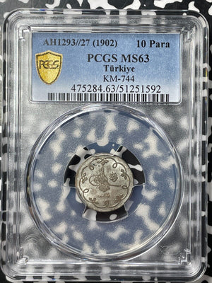 AH 1293 Year 27 (1902) Turkey 10 Para PCGS MS63 Lot#G9181 Choice UNC! KM#744