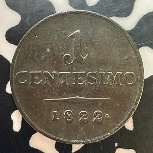1822-M Italy Lombardy-Venetia 1 Centesimo Lot#T2517