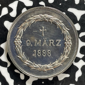 1888 Germany Death Of Kaiser Wilhelm Medal Lot#JM0238 Silver! 30mm
