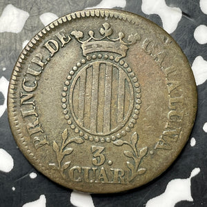 1836 Spain Catalonia 3 Quartos Lot#MK330
