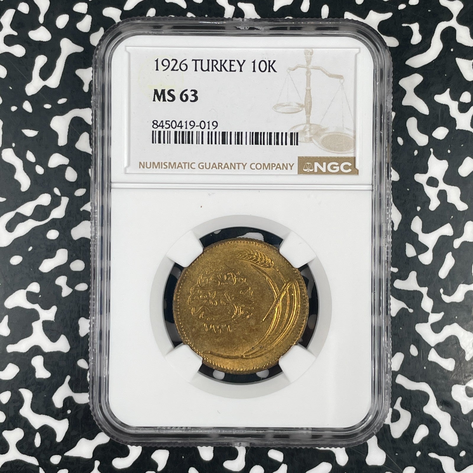 (1926) Turkey 10 Kurus NGC MS63 Lot#G3710 Choice UNC!