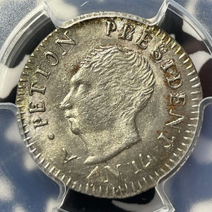 AN 14 (1817) Haiti 25 Centimes PCGS MS63 Lot#G9179 Silver! Choice UNC! KM#15.1