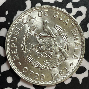 1962 Guatemala 50 Centavos Lot#T1293 Silver! High Grade! Beautiful!