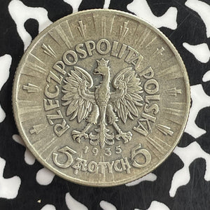 1935 Poland 5 Zlotych Lot#T8140 Silver!