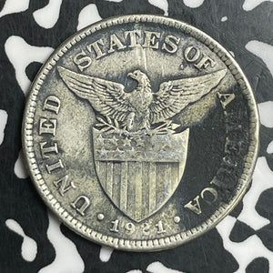 1921 U.S. Philippines 50 Centavos Lot#T6737 Silver!