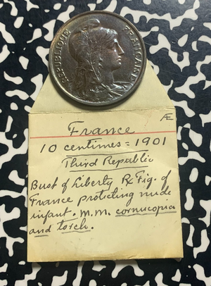 1901 France 10 Centimes Lot#OV1621 High Grade! Beautiful! Old Flip