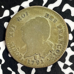 1791-I France 30 Sols Lot#C1137 Silver! Scarce!