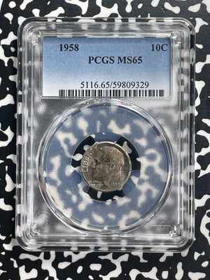 1958 U.S. 10 Cents Roosevelt Dime PCGS MS65 Lot#G650 Silver! Beautiful Toning!