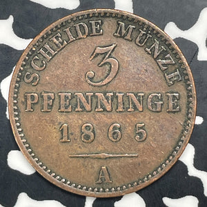 1865-A Germany Prussia 3 Pfennig Lot#C0406