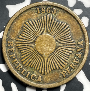 1863 Peru 2 Centavos Lot#T9378 Nice!