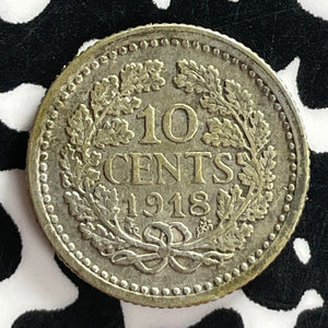 1918 Netherlands 10 Cents Lot#T7519 Silver!