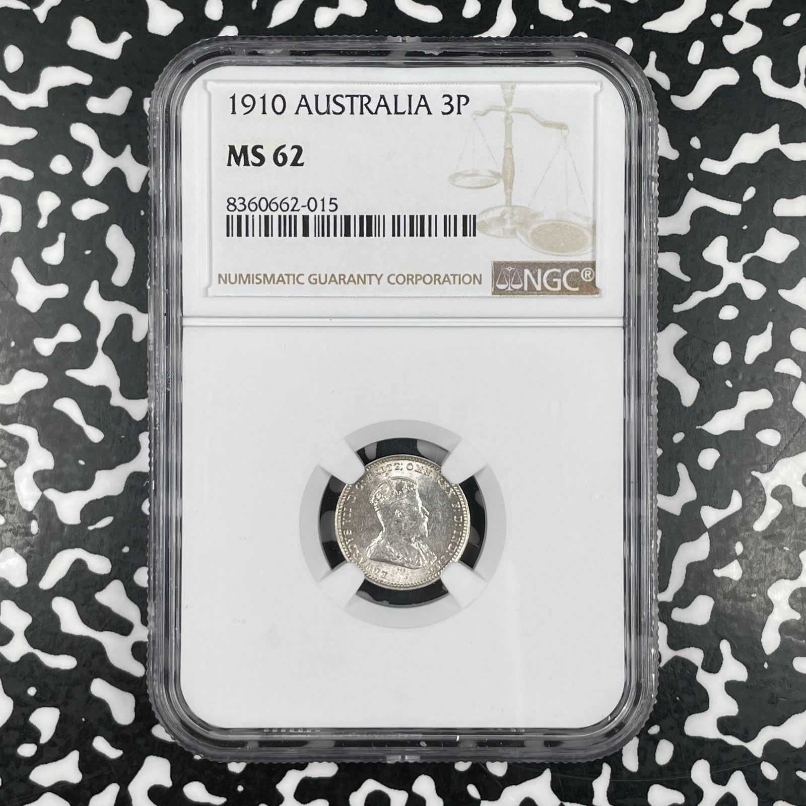 1910 Australia 3 Pence Threepence NGC MS62 Lot#G3451 Silver! Nice UNC!