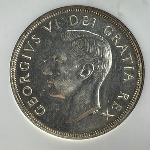 1948 Canada $1 Dollar NGC MS62 Lot#G671 Large Silver! Nice UNC! Key Date!