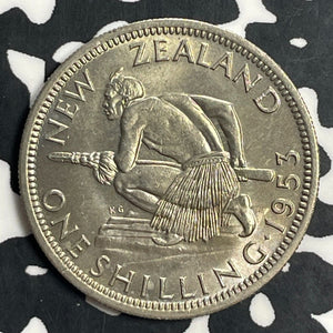 1953 New Zealand 1 Shilling Lot#T0750 High Grade! Beautiful! Key Date!