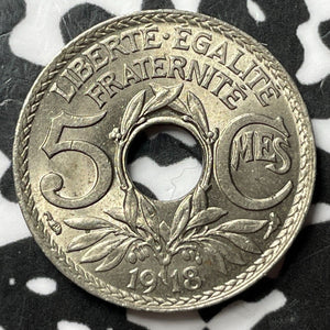 1918 France 5 Centimes Lot#D8443 High Grade! Beautiful!