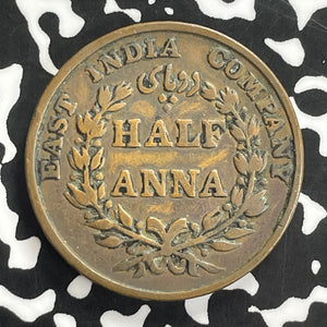 1835 India 1/2 Anna Half Anna Lot#T9776 Nice!