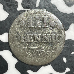 1763-OF Germany Saxony 3 Pfennig Lot#T6529 Silver! Scarce! Merse-1912