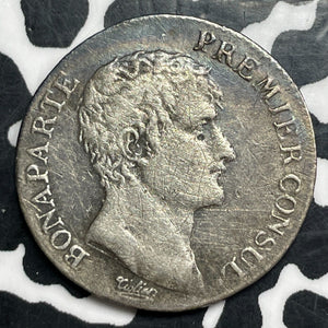 AN 12-MA (1803) France Napoleon 1 Franc Lot#JM8542 Silver! Cleaned