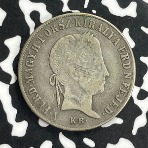 1848-KB Hungary 20 Krajczar Lot#C0136 Silver! KM#432