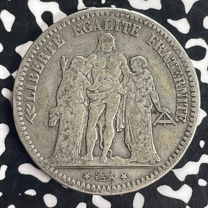 1848-BB France 5 Francs Lot#T8274 Large Silver Coin!