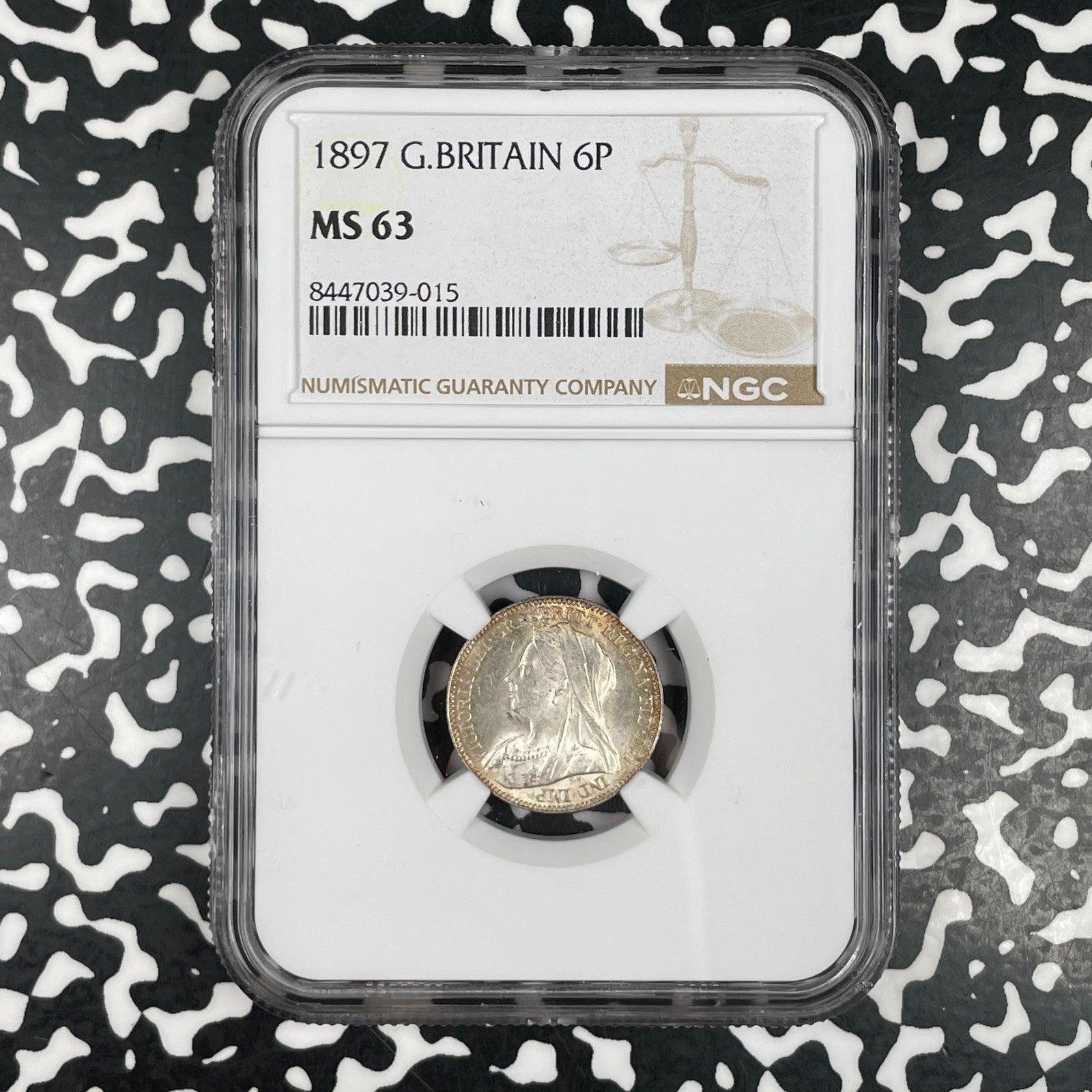 1897 Great Britian 6 Pence Sixpence NGC MS63 Lot#G3470 Silver! Choice UNC!