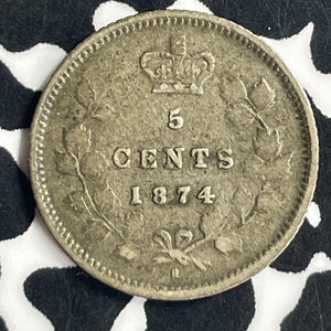 1874-H Canada 5 Cents Lot#JM9642 Silver! Plain '4'