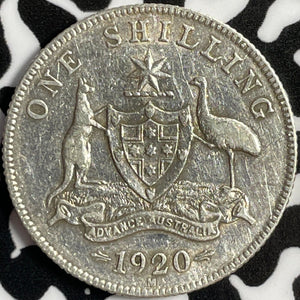 1920-M Australia 1 Shilling Lot#E0595 Silver! Nice Detail, Old Cleaning