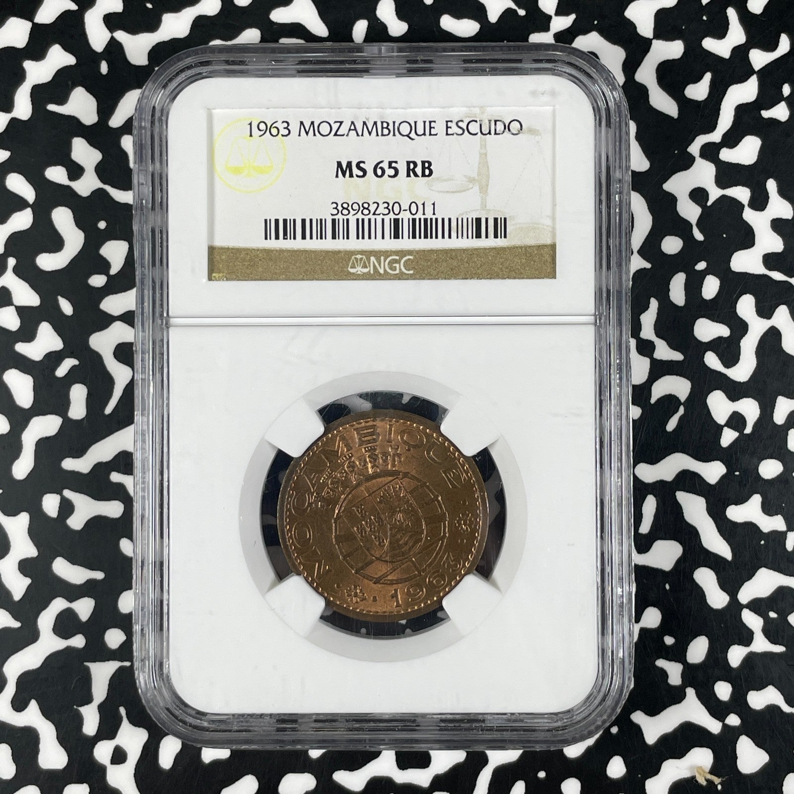 1963 Mozambique 1 Escudo NGC MS65RB Lot#G2057 Gem BU!