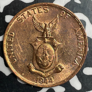 1944-S U.S. Philippines 1 Centavo Lot#T2918 High Grade! Beautiful!