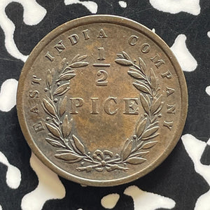 1853 India 1/2 Pice Lot#T5690 Nice